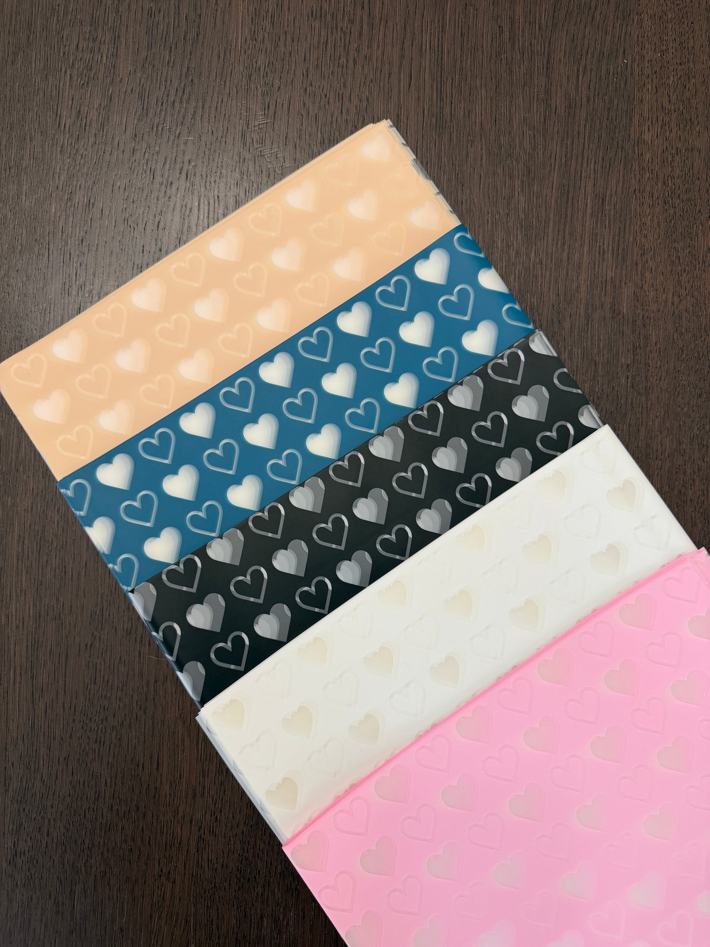 P.NGZ-XAX  - Black Semi Transparent  Heart Print Wrapping Paper-