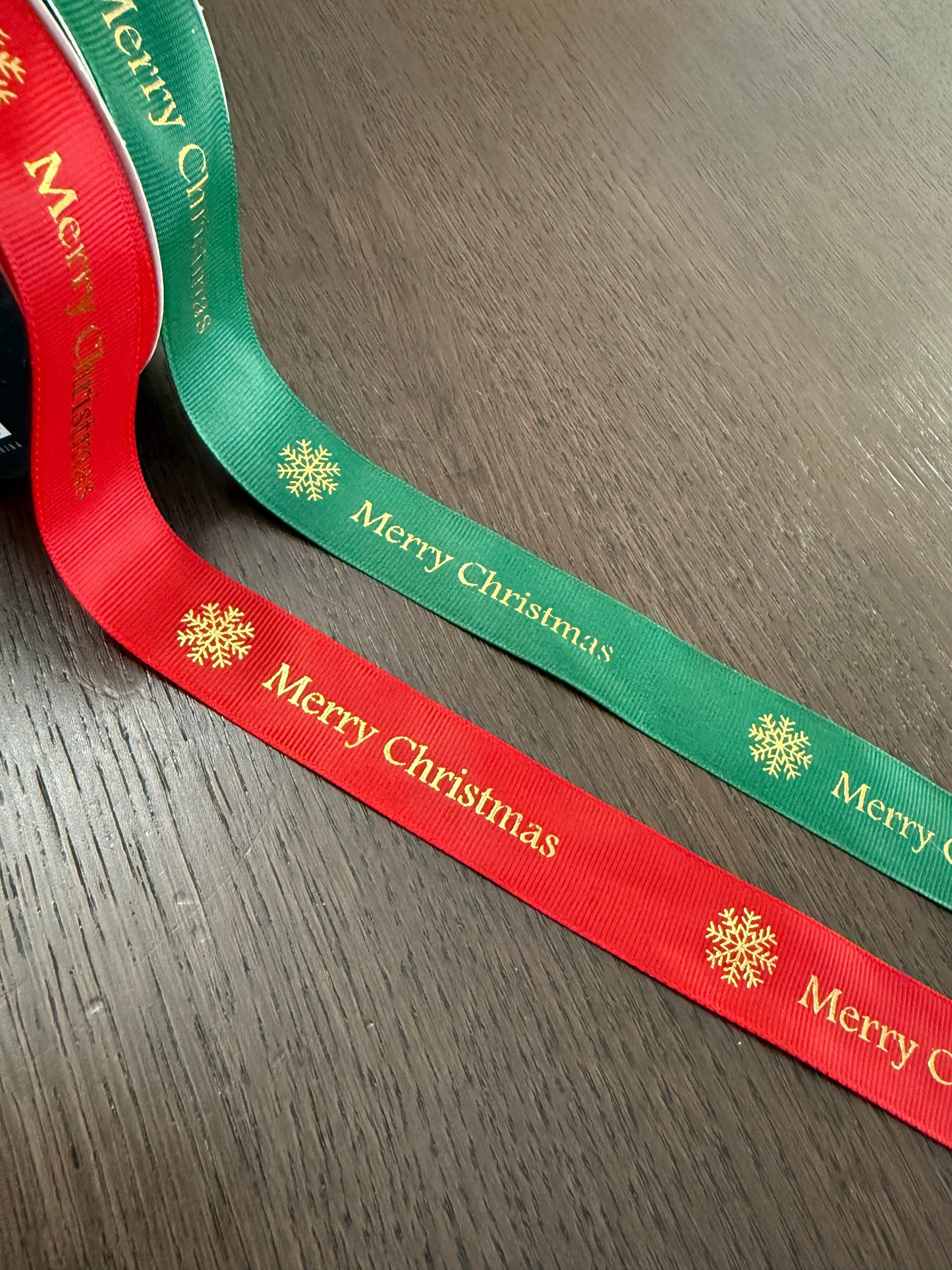 R.TJLWD025 -Green Merry Christmas Ribbon-