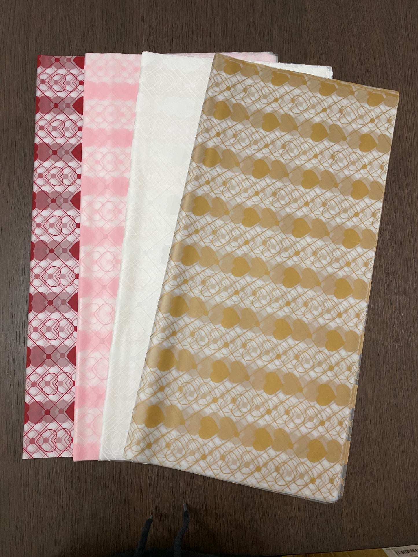 Gold Frosted Heart Print Wrapping Paper