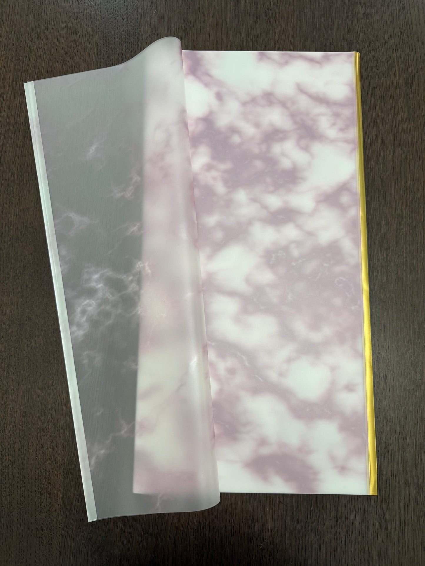 P.YCDLSTJ Light Pink/Gold Semi-Transparent Marble Wrapping Paper