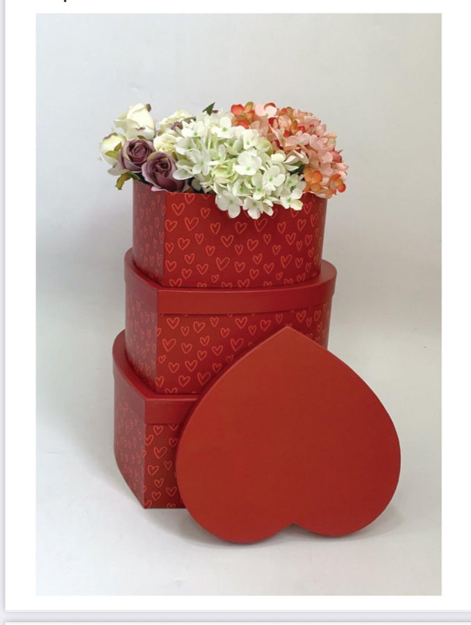 B.XXLHSJT 3pc set Heart Shape Flower Box
