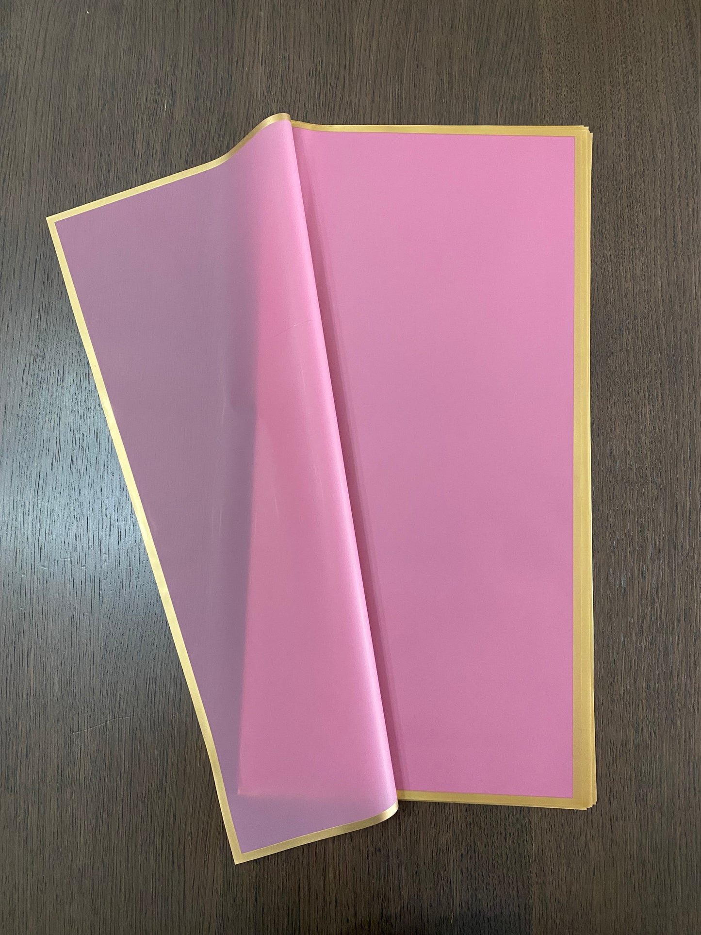 Plum pink gold border wrapping paper