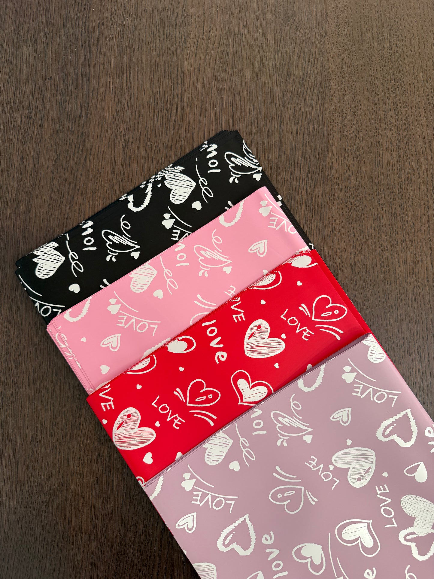 D&A001 Purple Love-Heart Print Wrapping paper