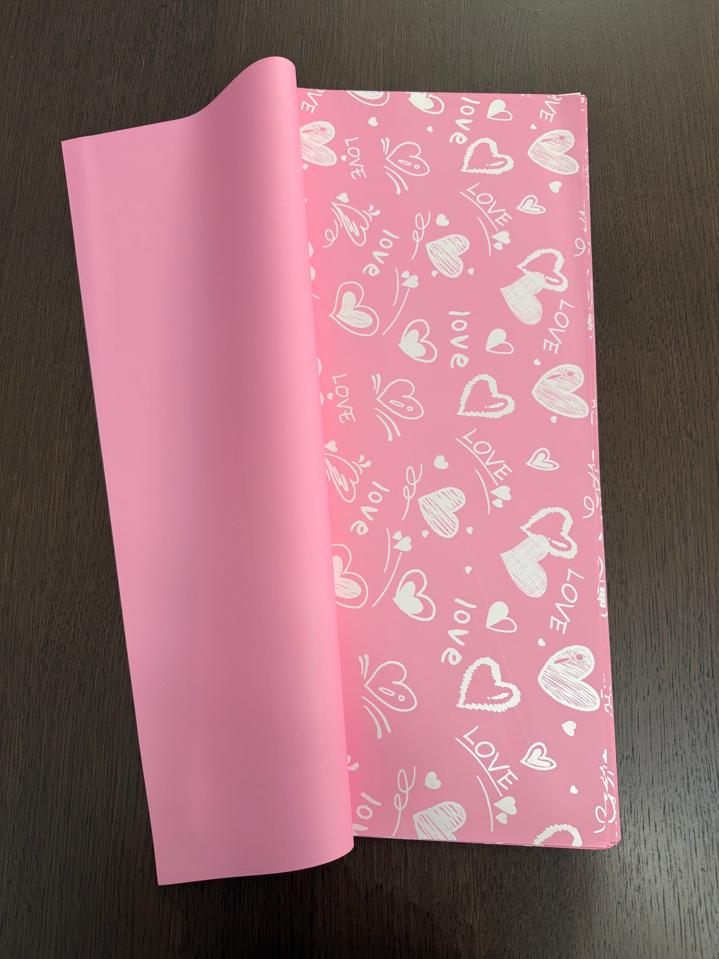 D&A001 Pink Love-Heart Print Wrapping paper