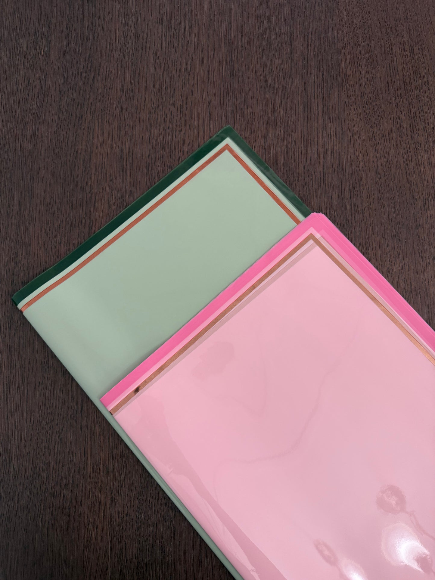 P.SJZCMGJ- Frosted Green /Rose Gold Border Wrapping Paper-
