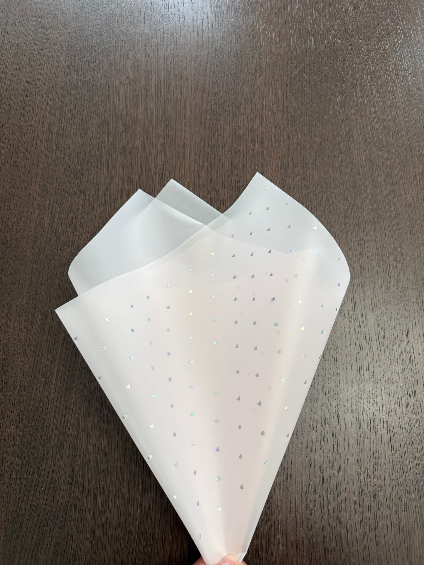 P.HXQ-003GD Sheer Light Pink/Silver Mini Hearts Printed Wrapping Paper