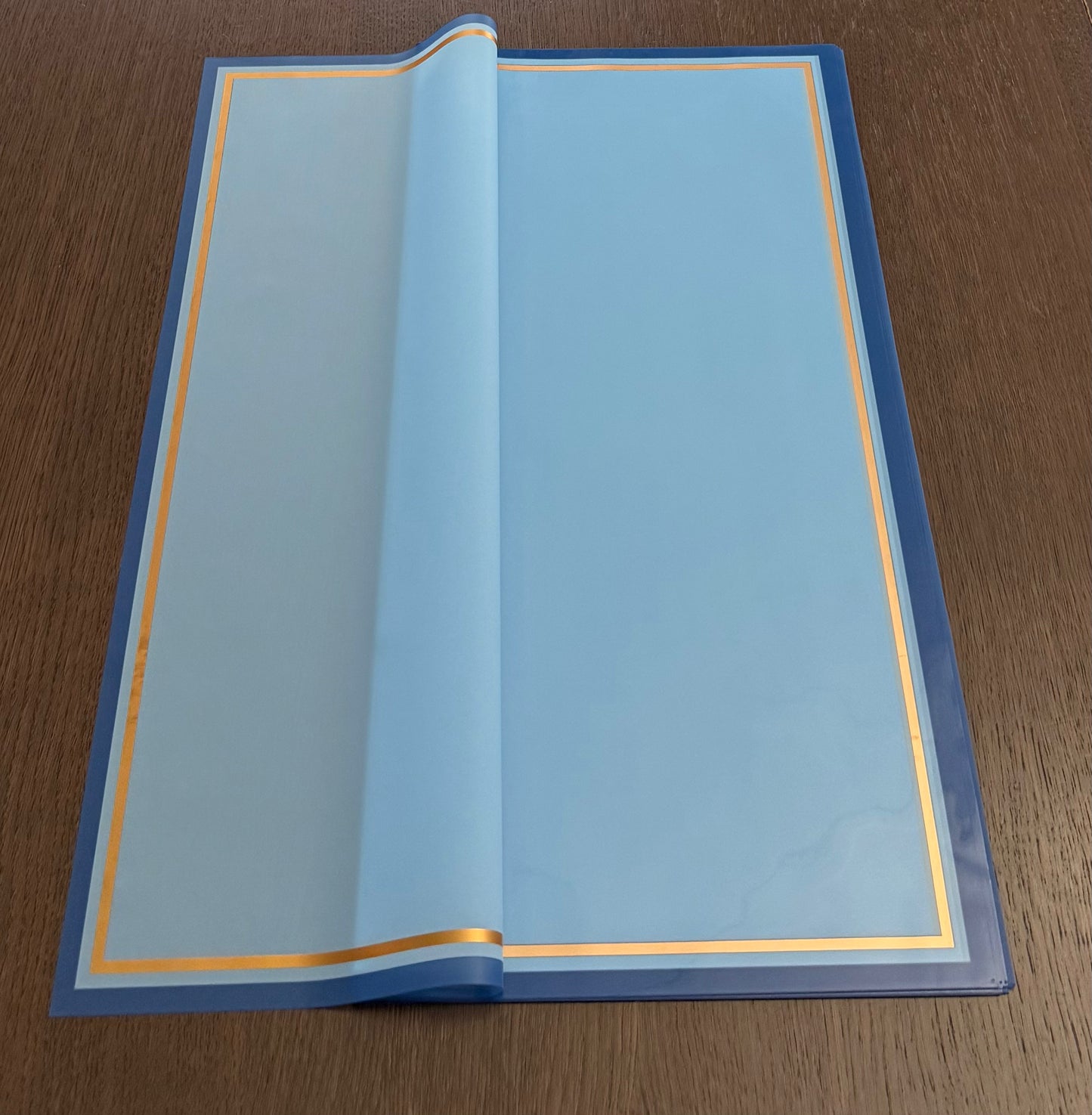 P.SJZCMGJ- Frosted Light Blue /Rose Gold Border Wrapping Paper-