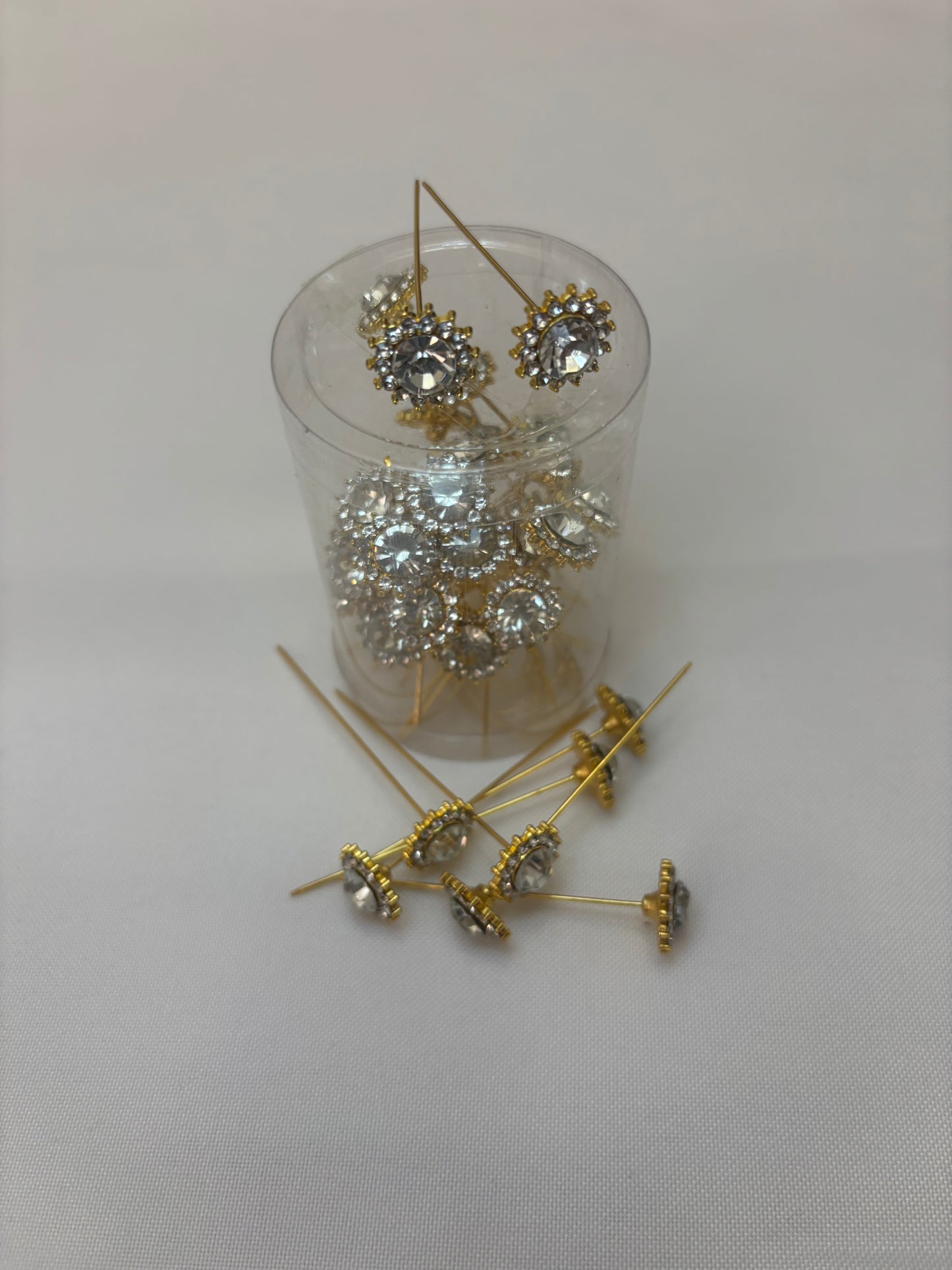 Gold Crystal Flower Pins Accessory