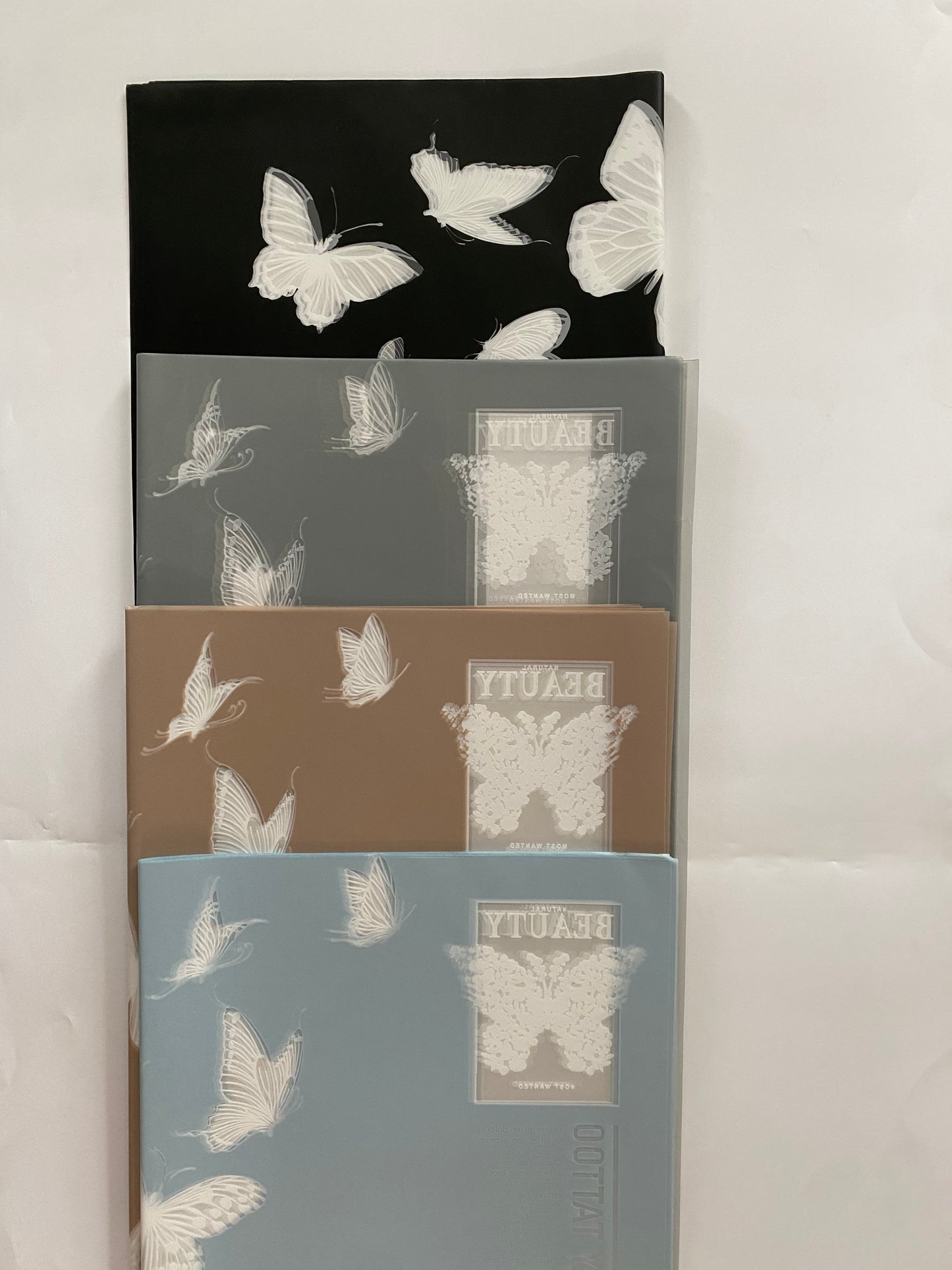 Grey Butterfly Korean Wrapping Paper