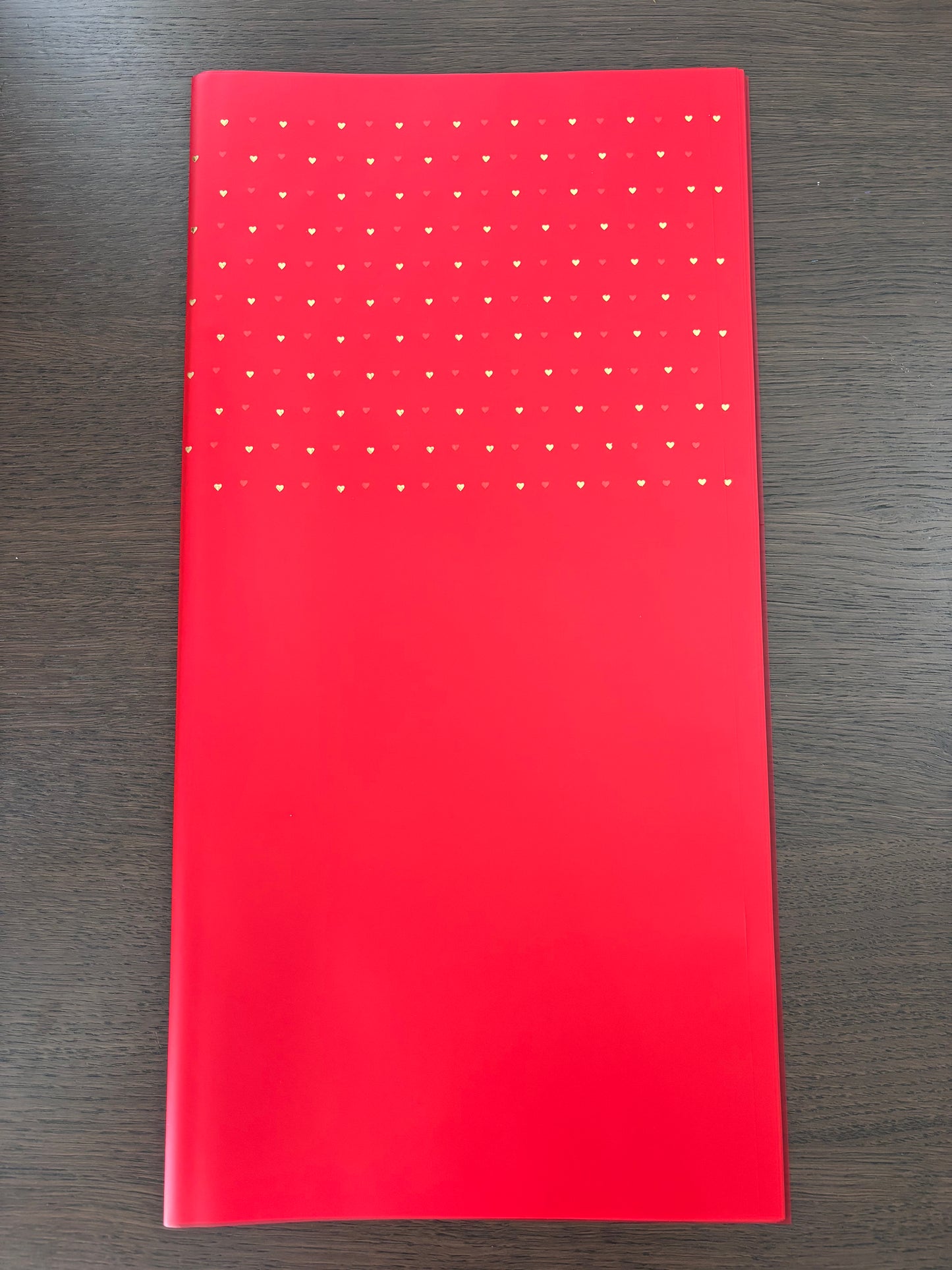 Sheer Red w/ Gold Mini Hearts