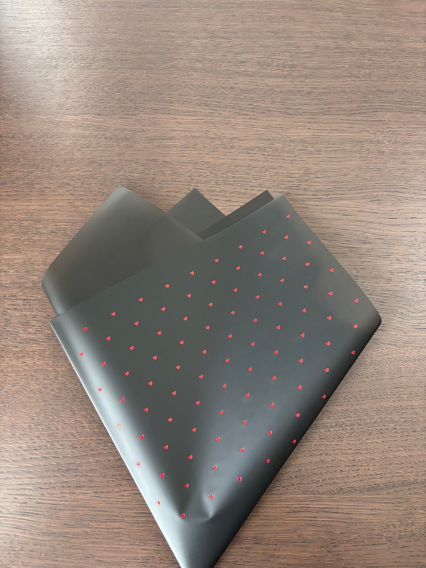 Sheer Black w/ Red Mini Hearts