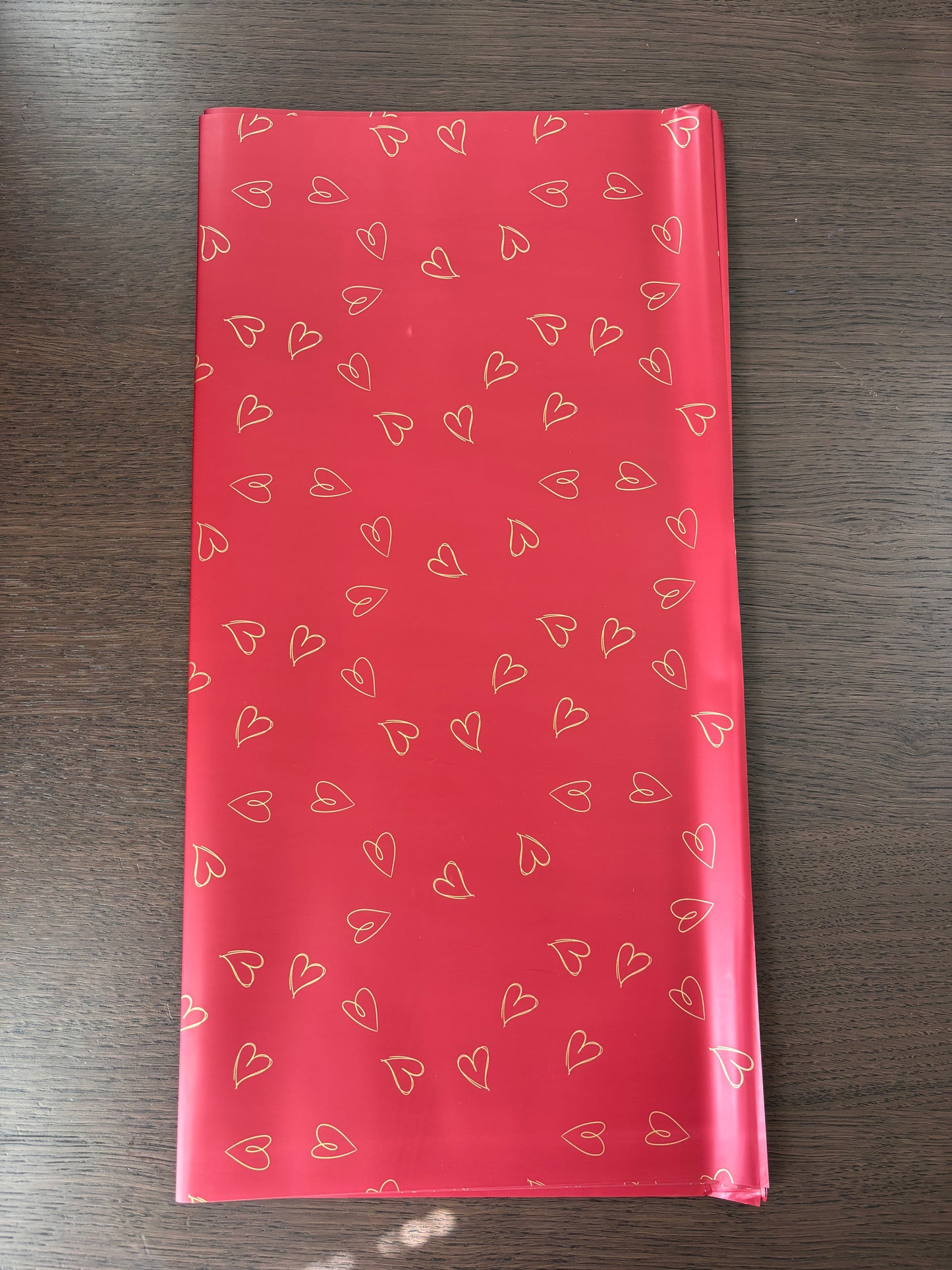 Solid Red/Gold Mini Heart Print