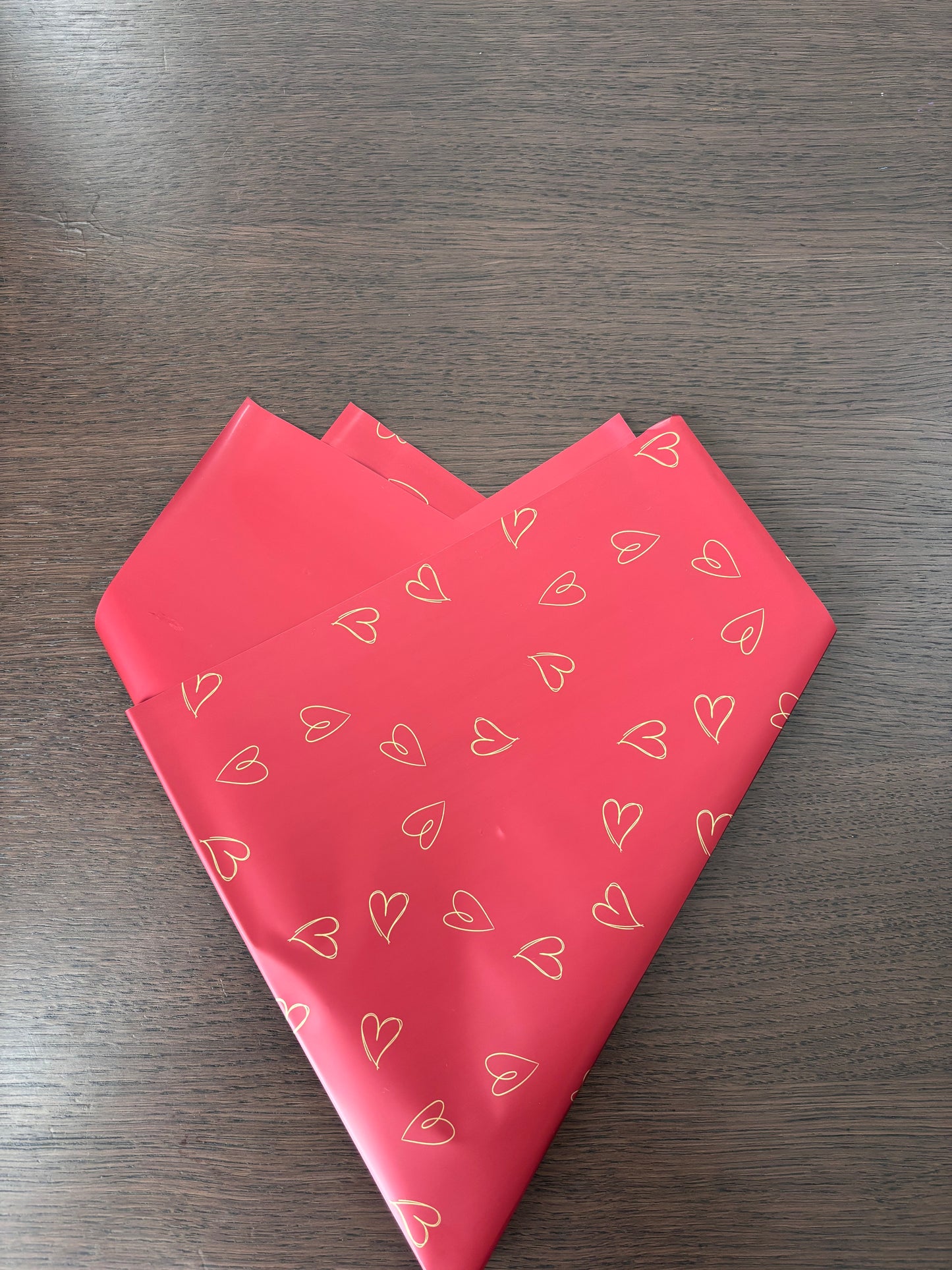 Solid Red/Gold Mini Heart Print