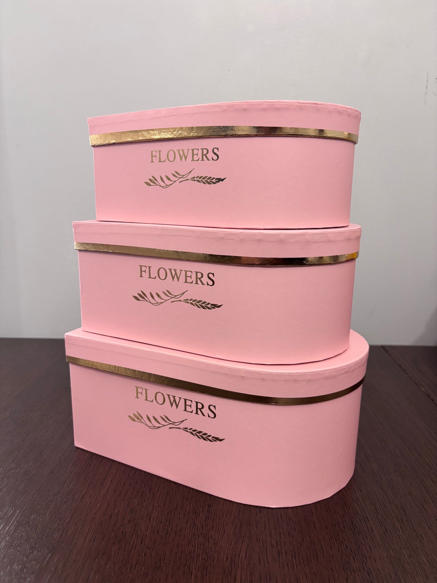 3 PC Set Pink "Flowers" Heart Box