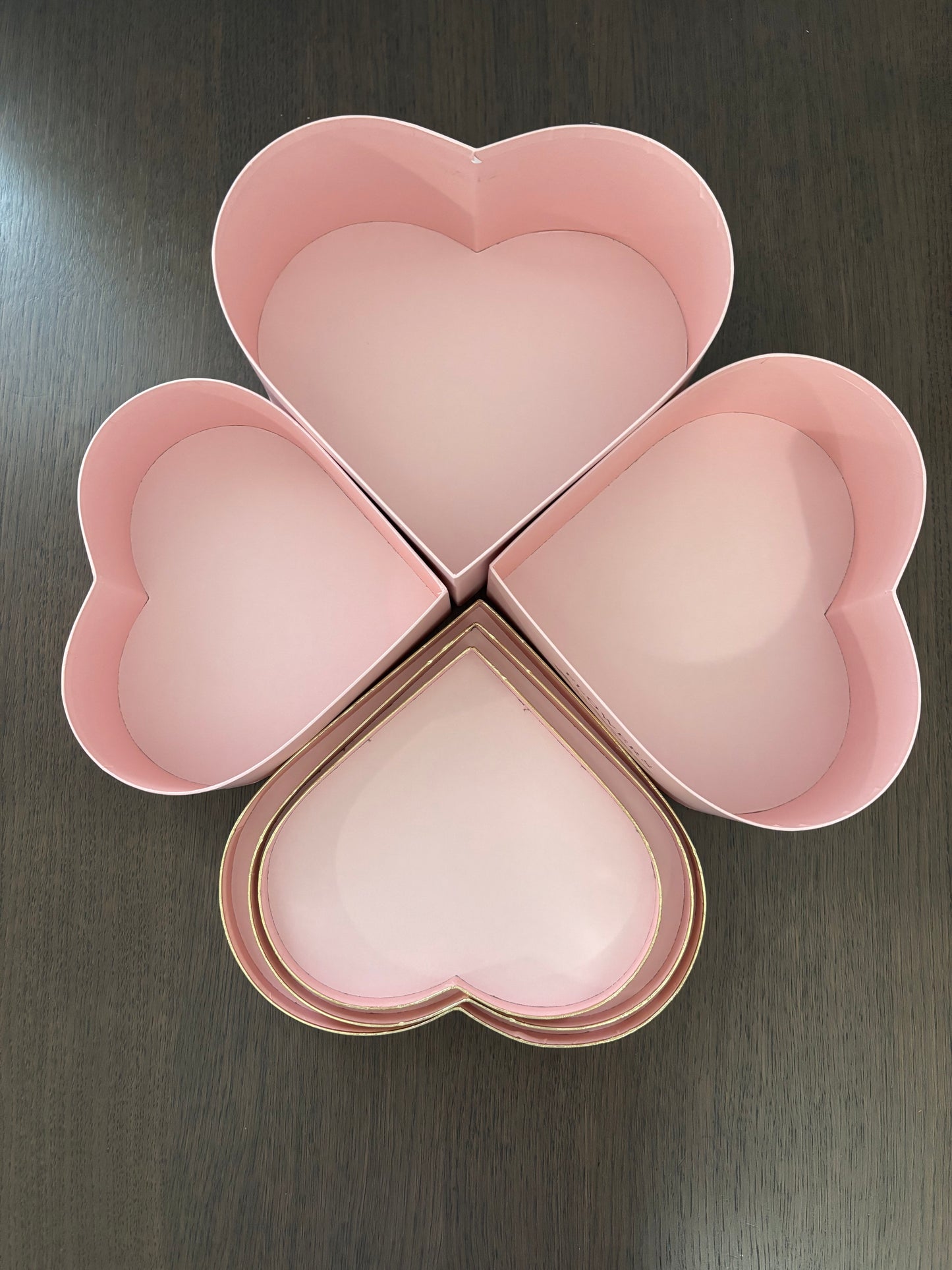 3 PC Set Pink "Flowers" Heart Box