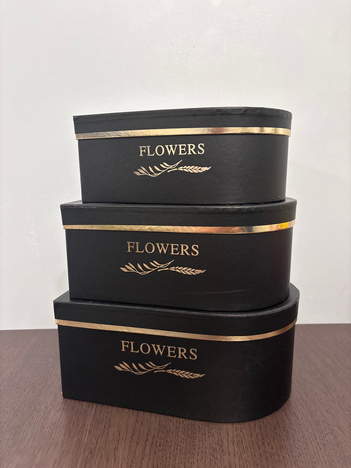 3 PC Set Black "Flowers" Heart Box
