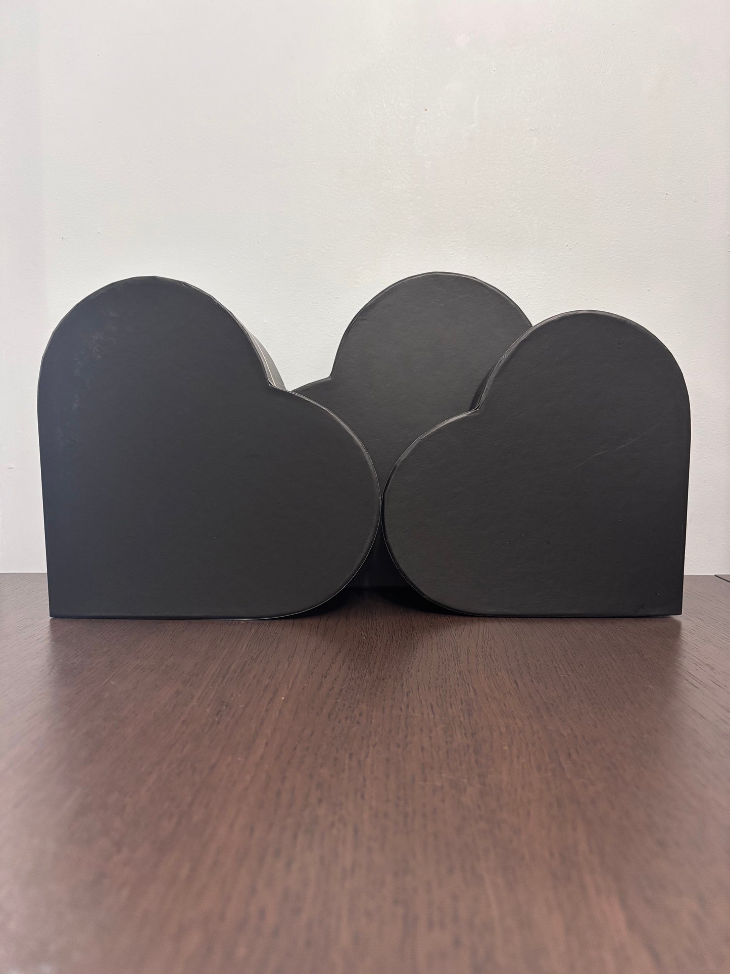 3 PC Set Black "Flowers" Heart Box
