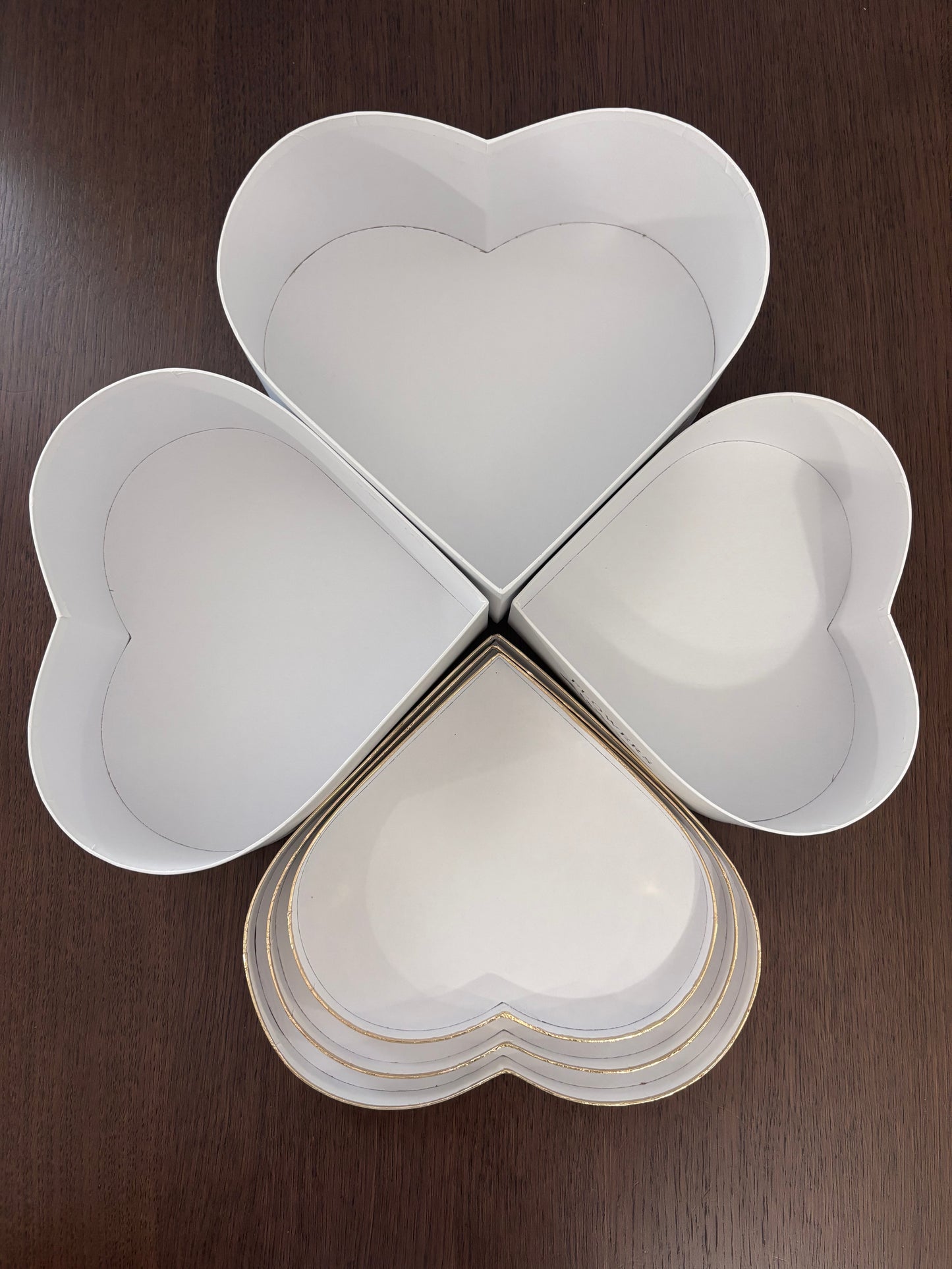 3 PC Set White "Flowers" Heart Box