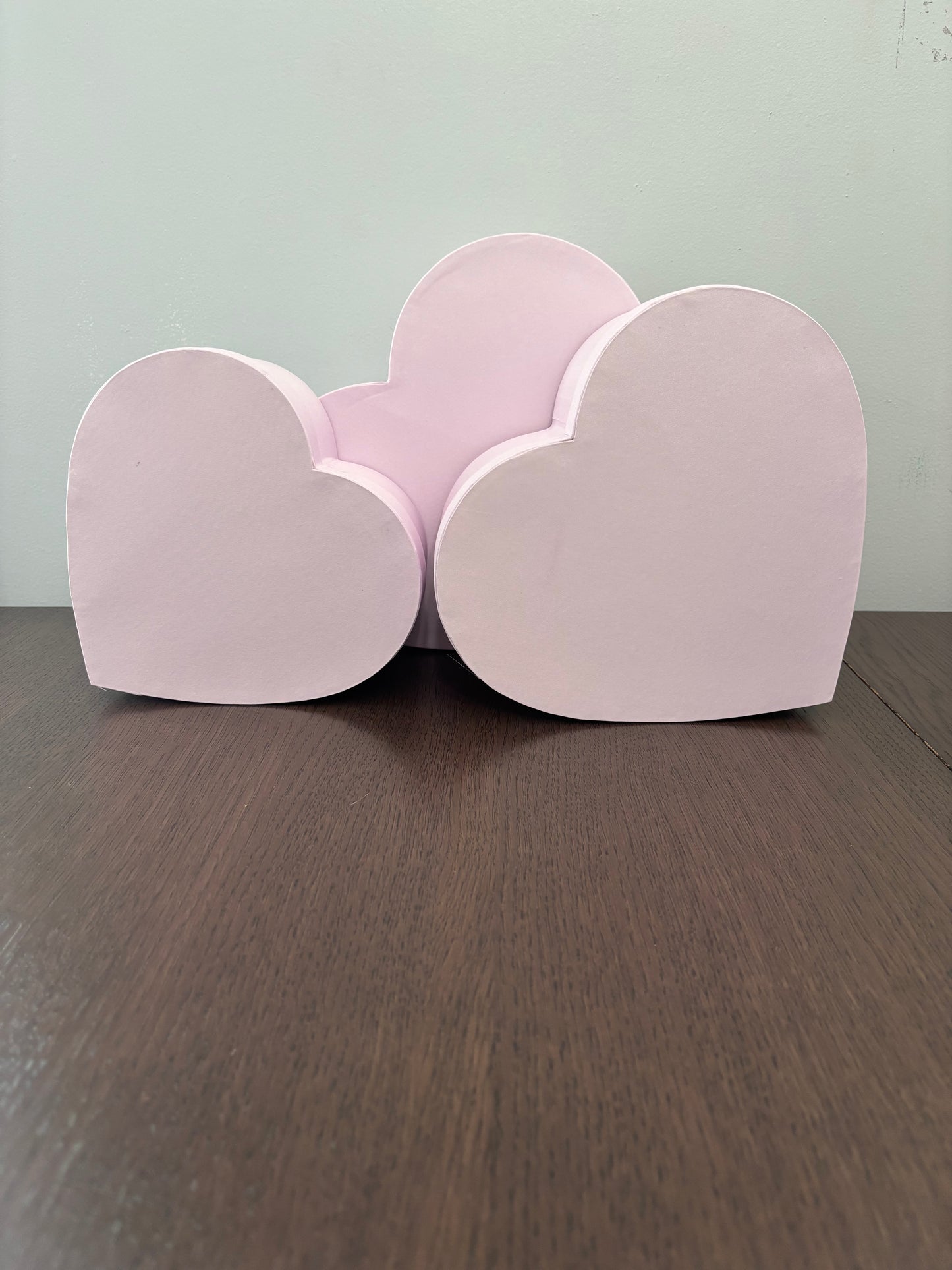 3 PC Set Light Pink Satin Heart Box