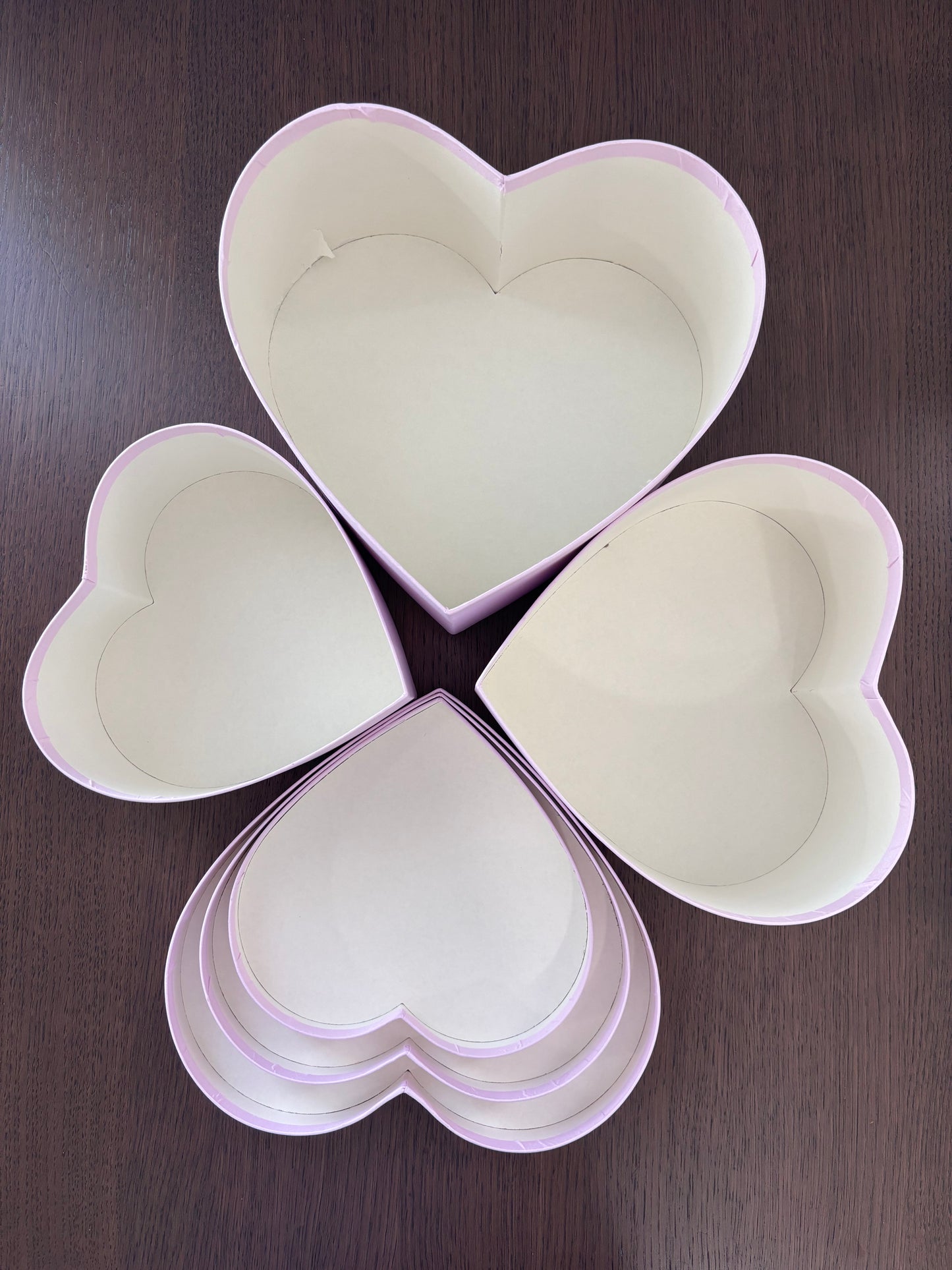 3 PC Set Light Pink Satin Heart Box