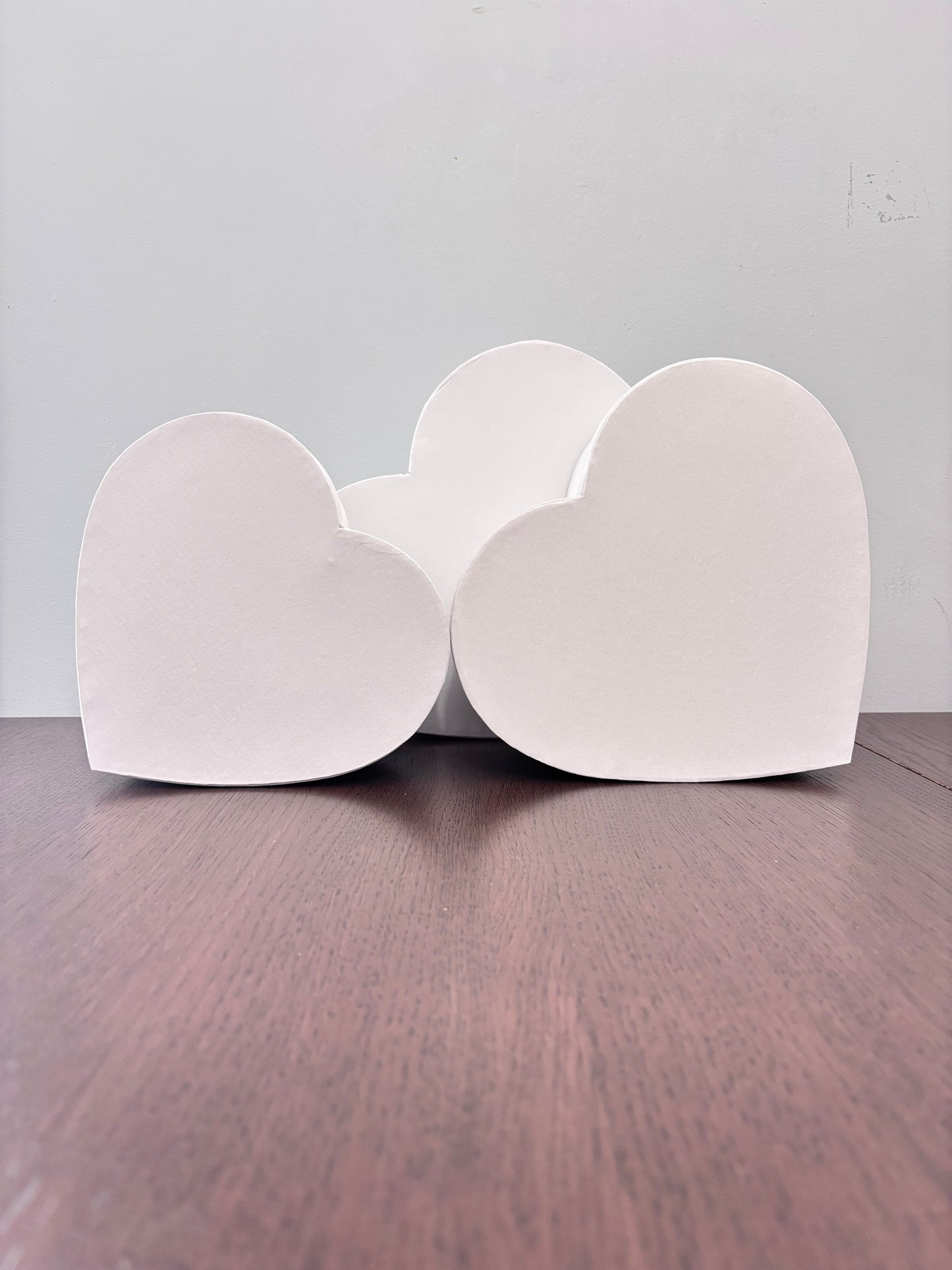 3 PC Set White Satin Heart Box