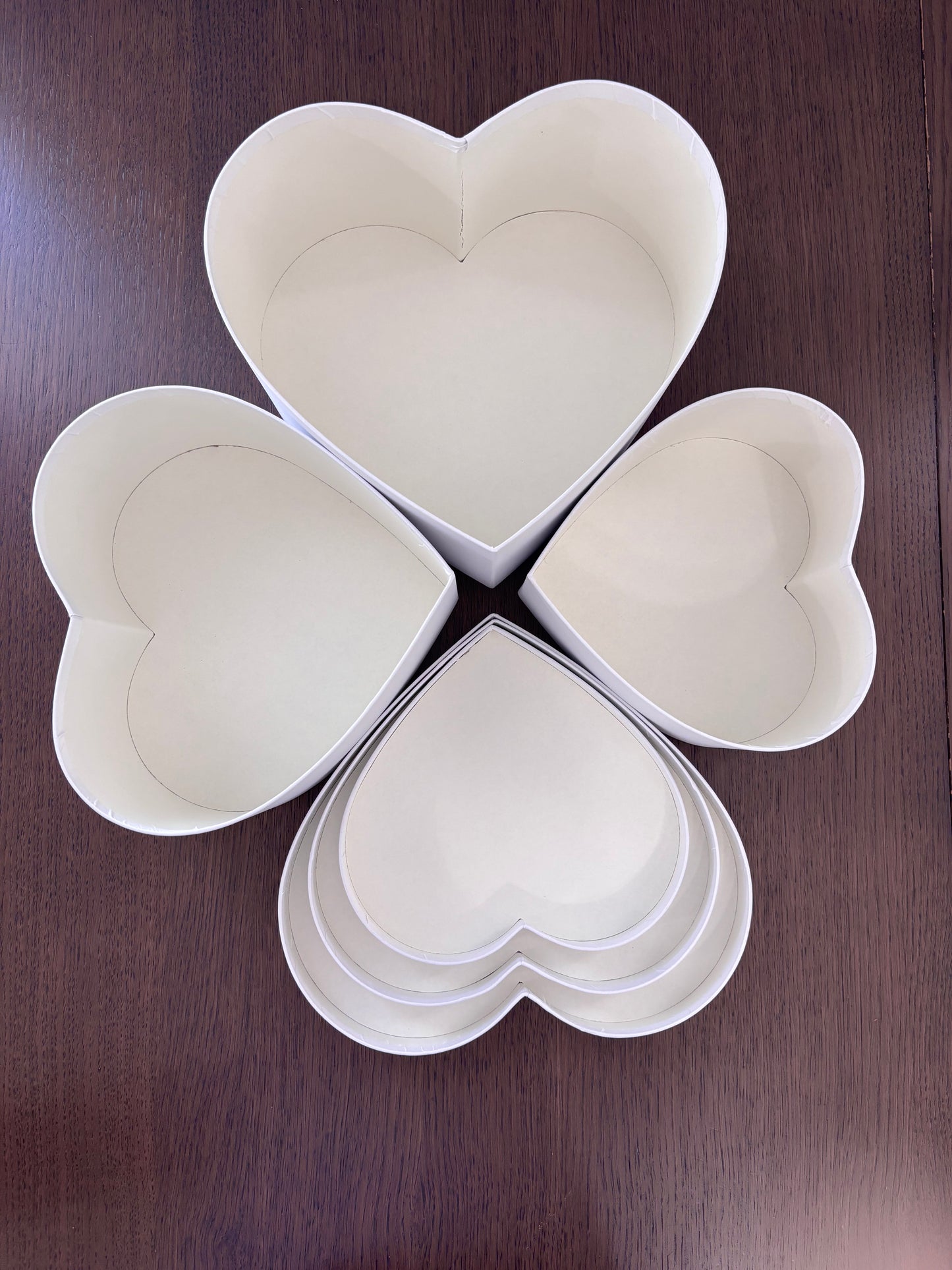 3 PC Set White Satin Heart Box