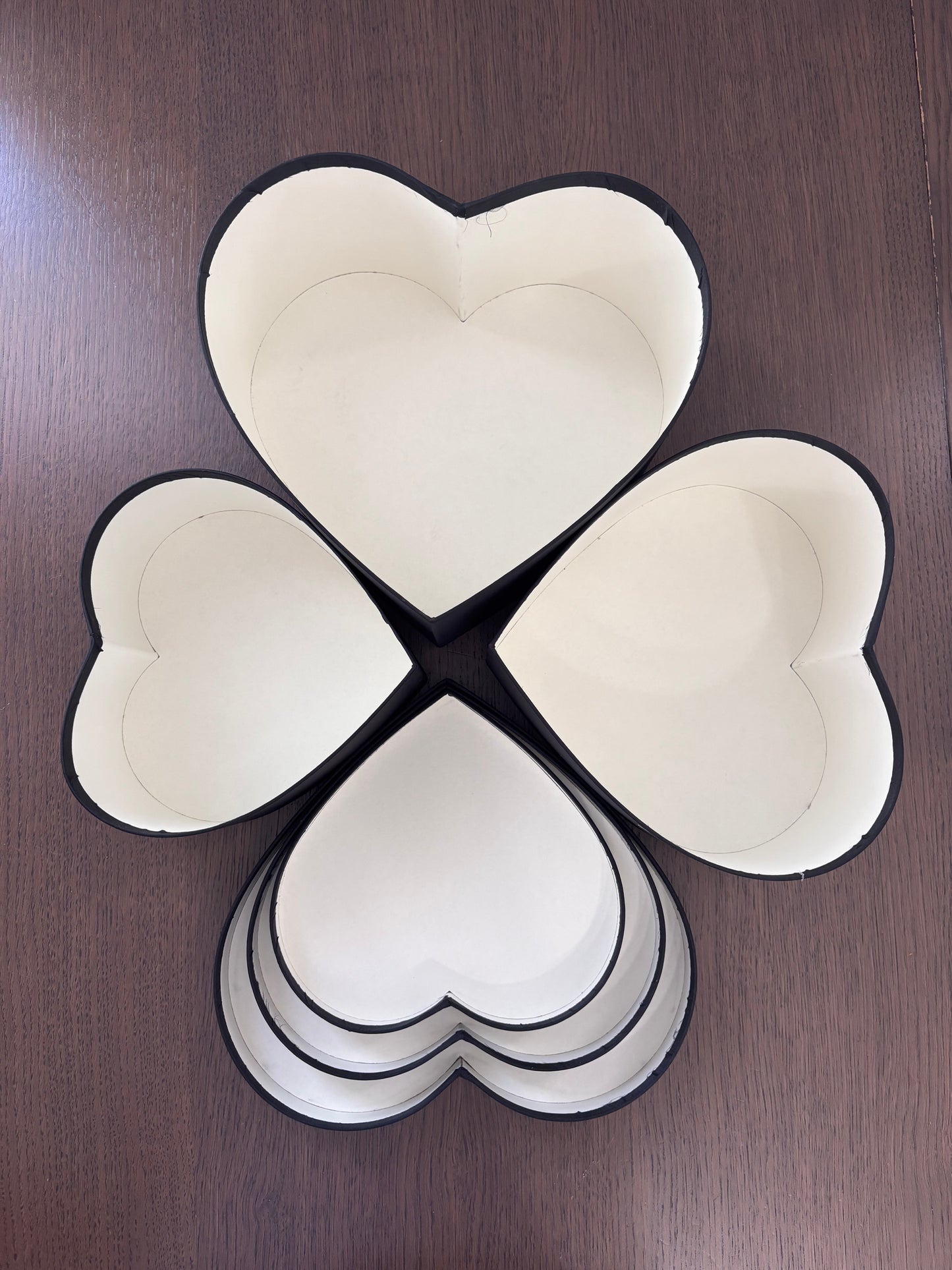 3 PC Set Black Satin Heart Box
