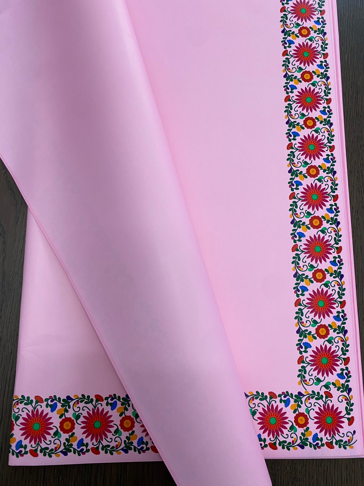 Pink Embroidery Flower Wrapping Paper