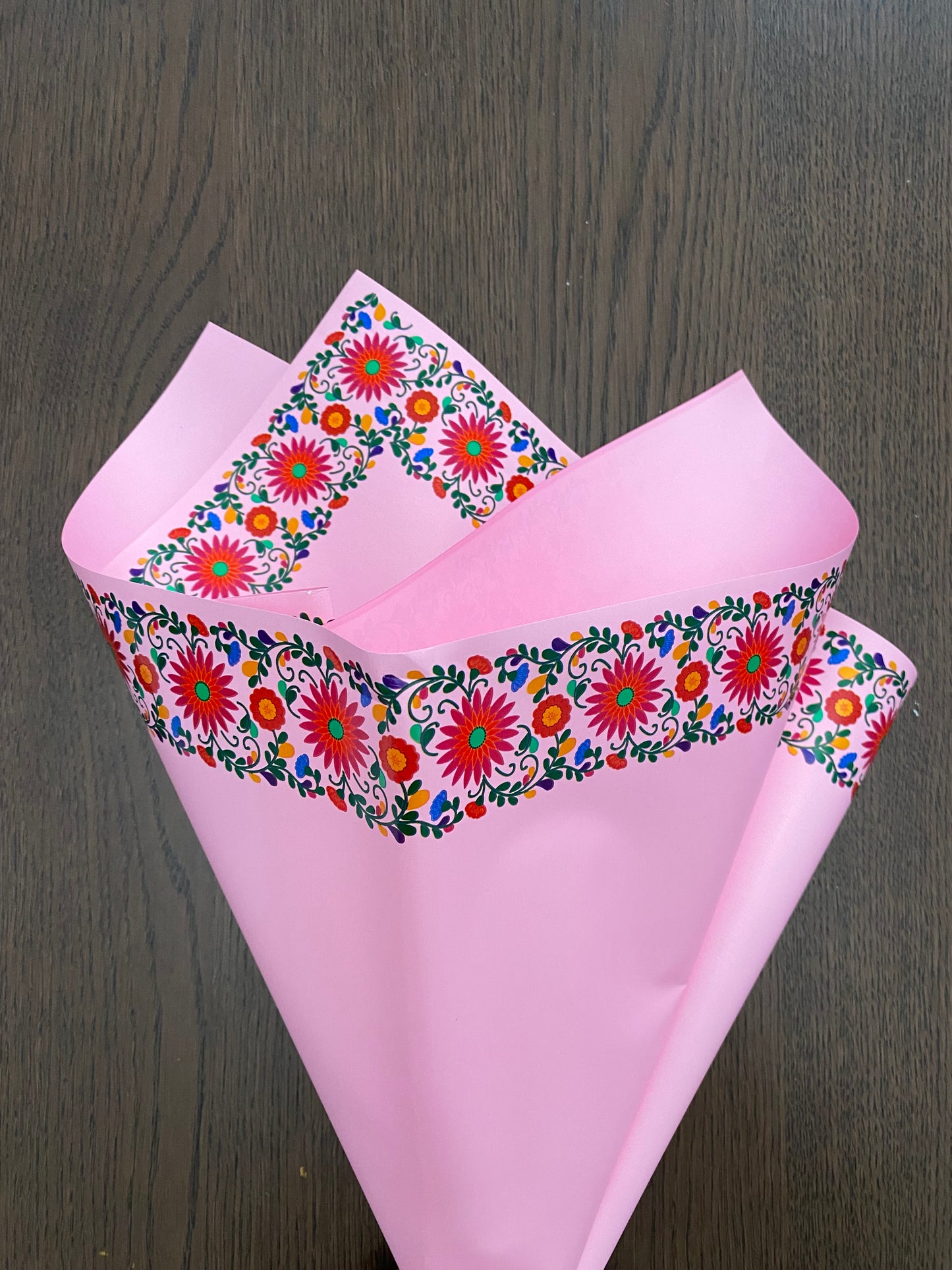 Pink Embroidery Flower Wrapping Paper
