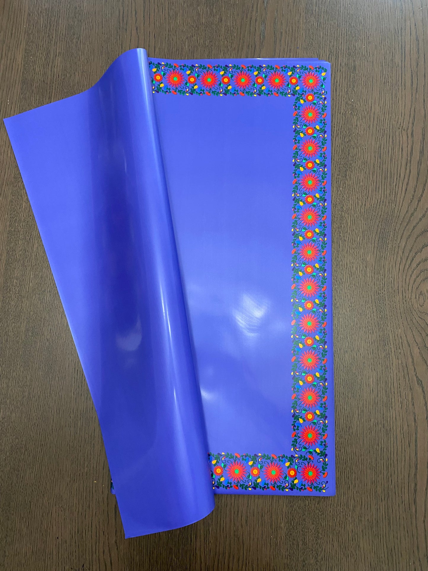 Blue Embroidery Flower Wrapping paper