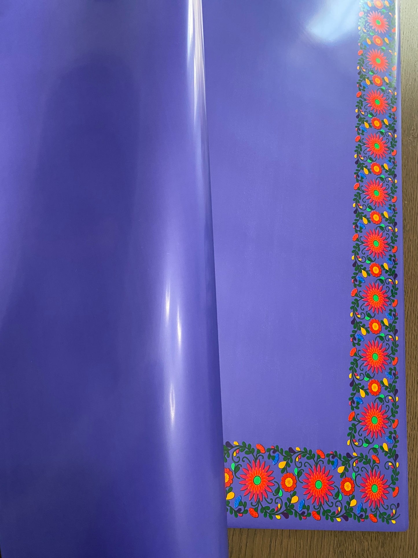 Blue Embroidery Flower Wrapping paper