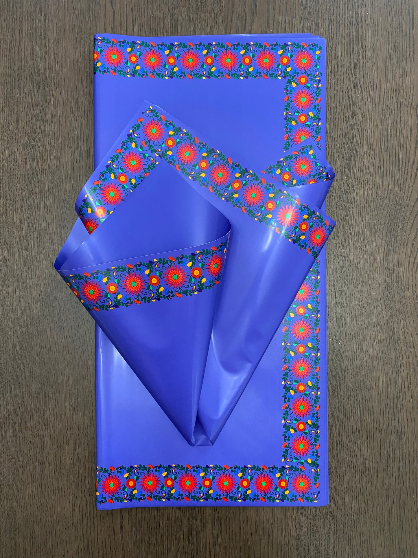 Blue Embroidery Flower Wrapping paper