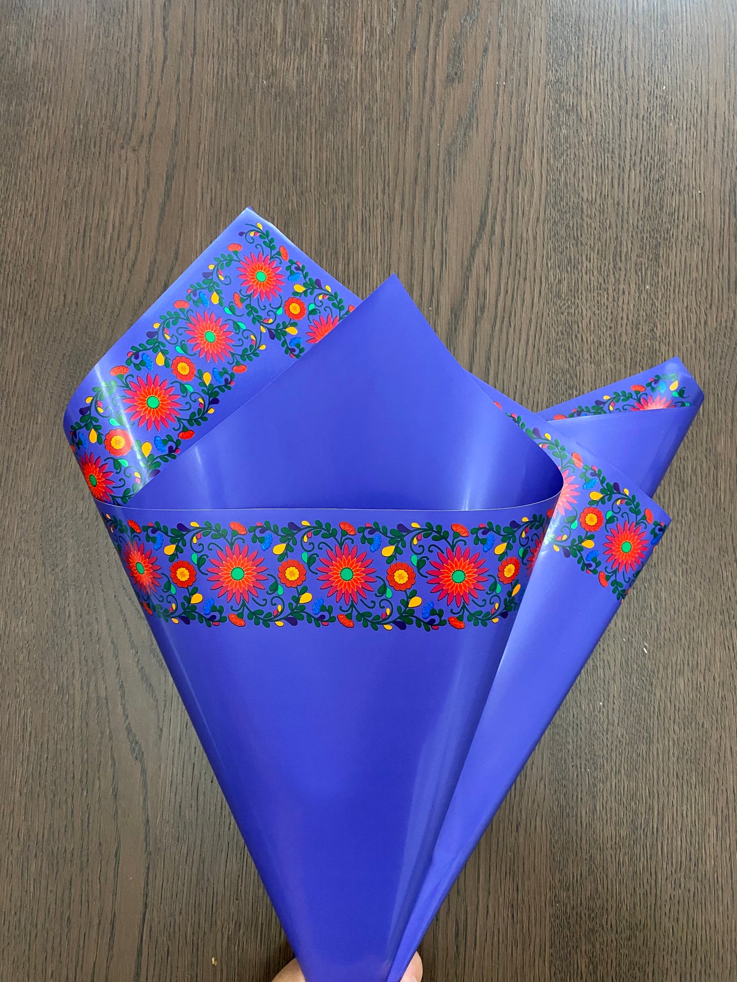 Blue Embroidery Flower Wrapping paper