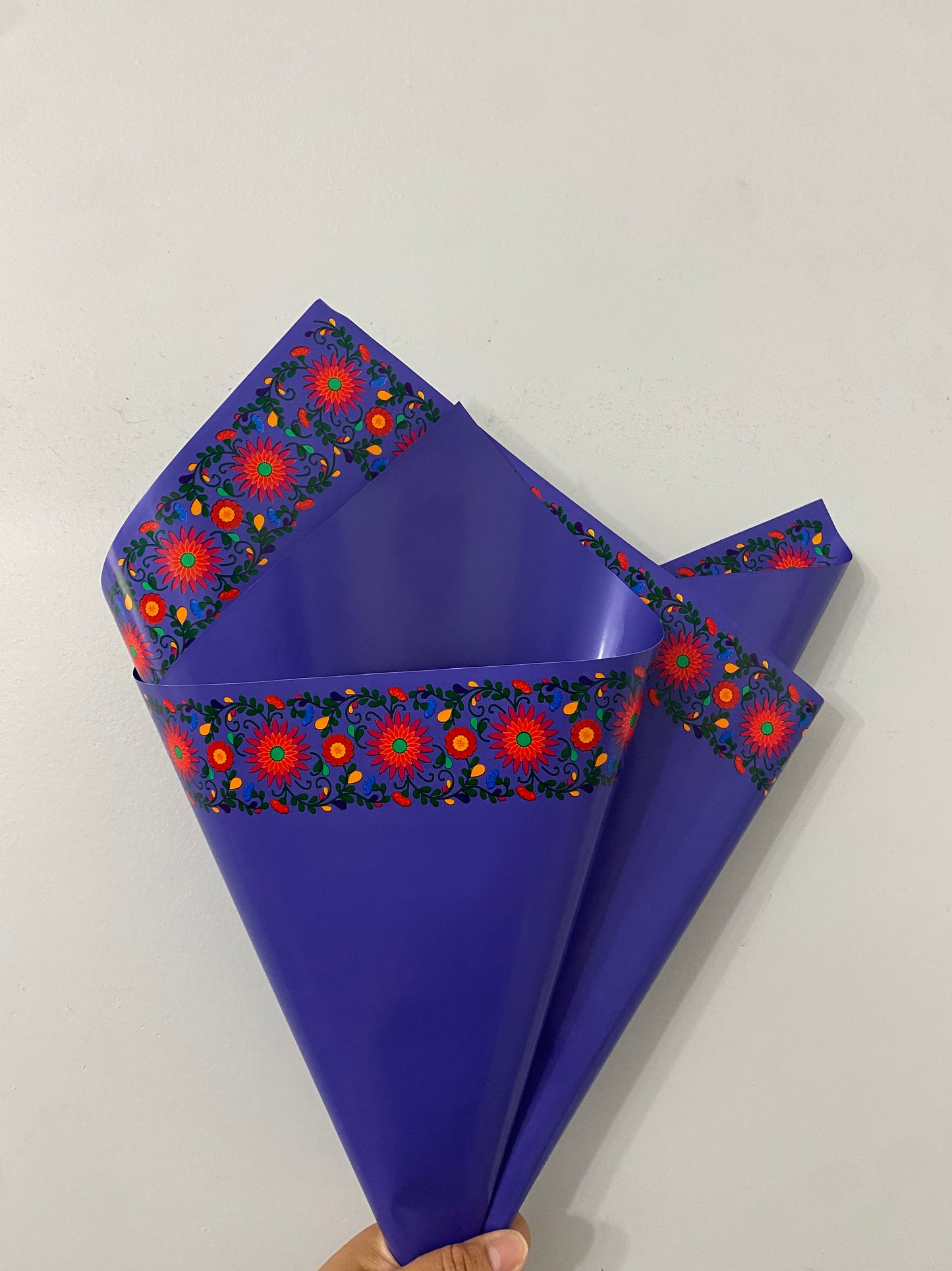 Blue Embroidery Flower Wrapping paper