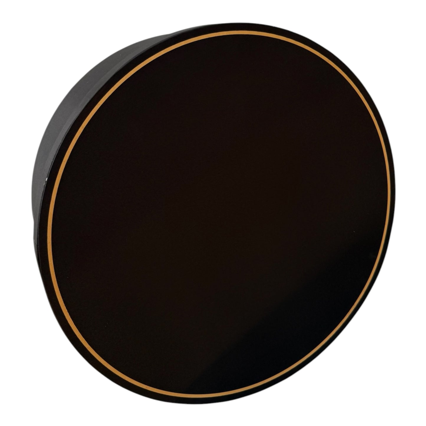 Large Round Black Satin Finish w Gold Rim Flower Box