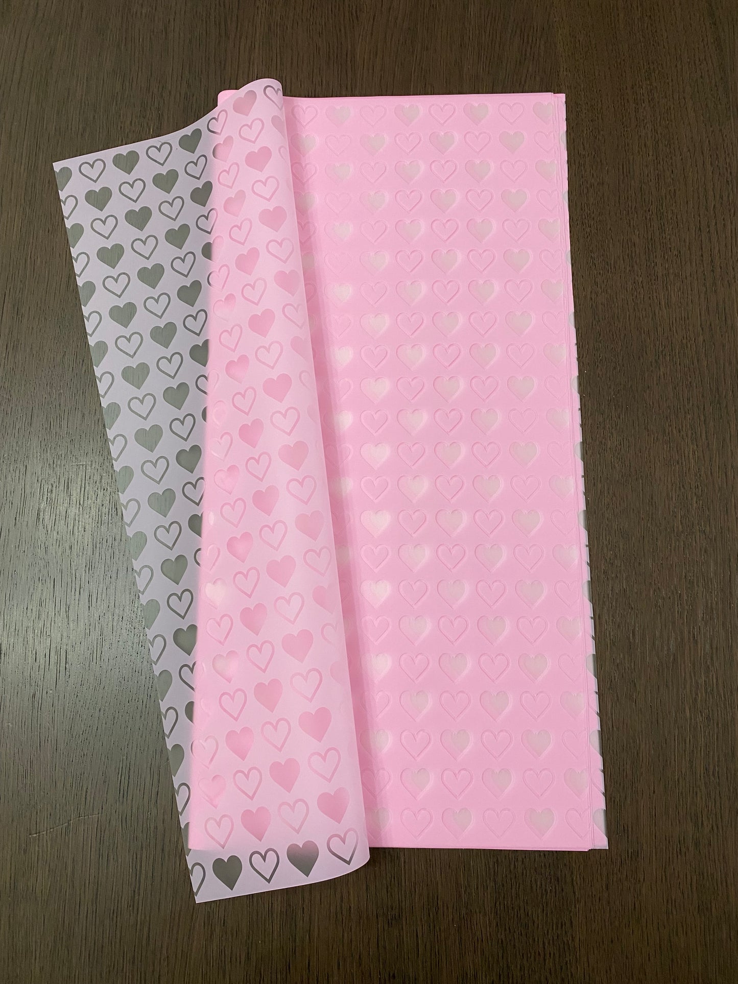 Semi-Transparent Heart Printed Wrapping Paper
