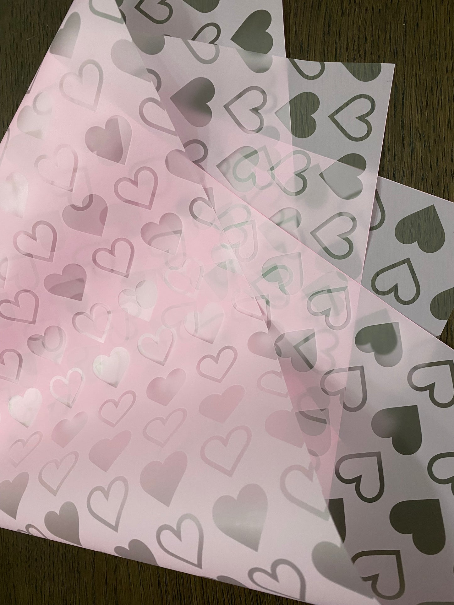 Semi-Transparent Heart Printed Wrapping Paper