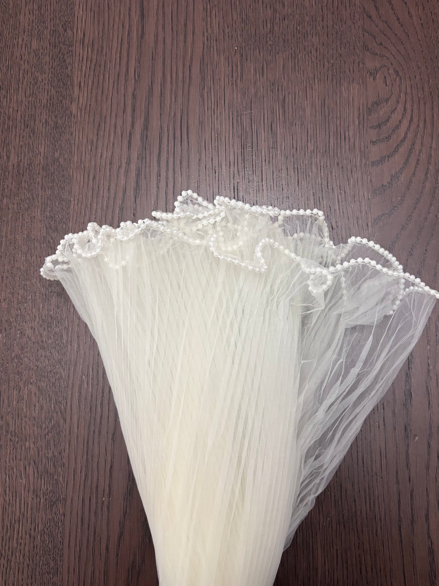 Light Beige Mesh With Pearls