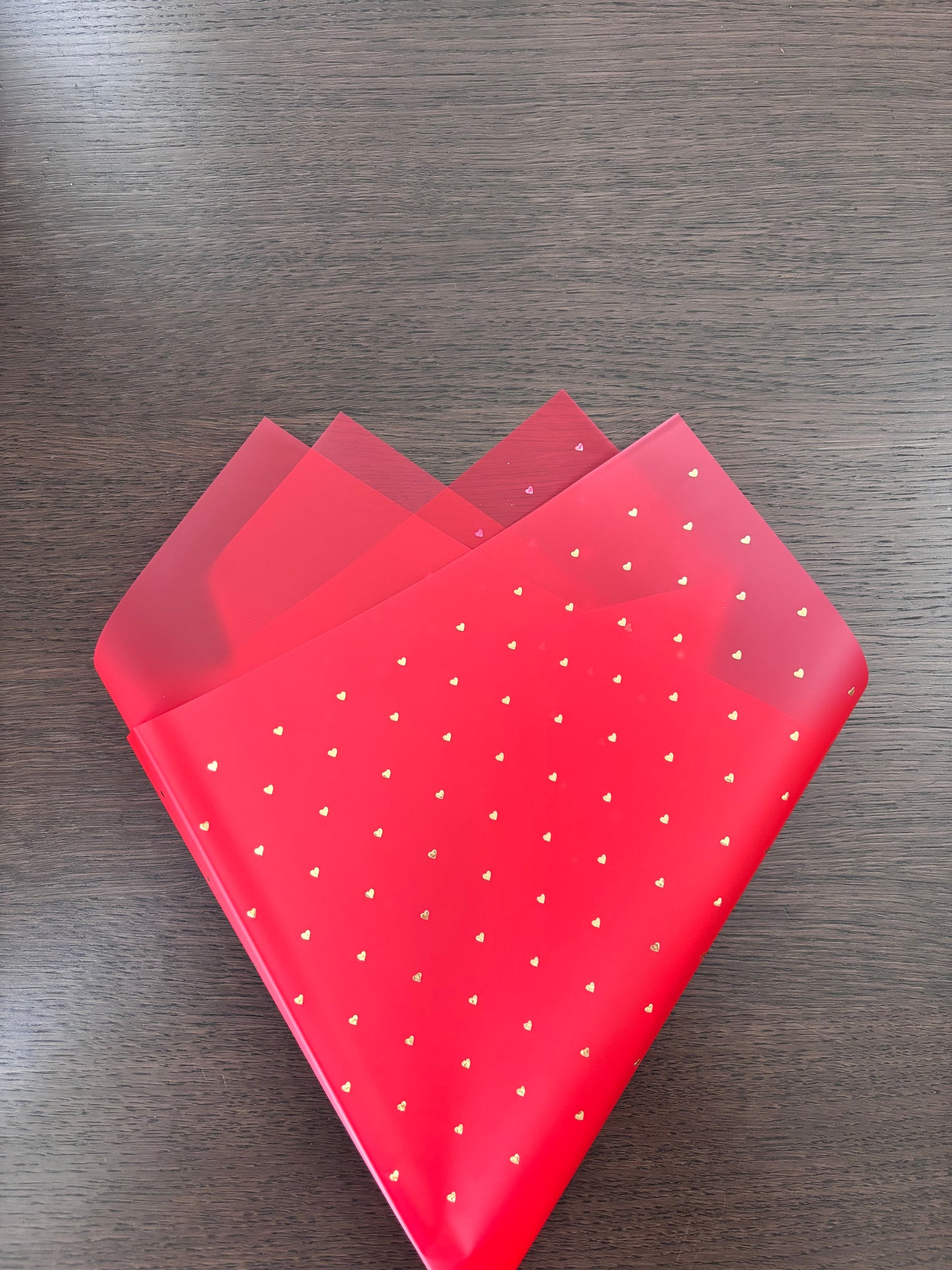 Sheer Red w/ Gold Mini Hearts