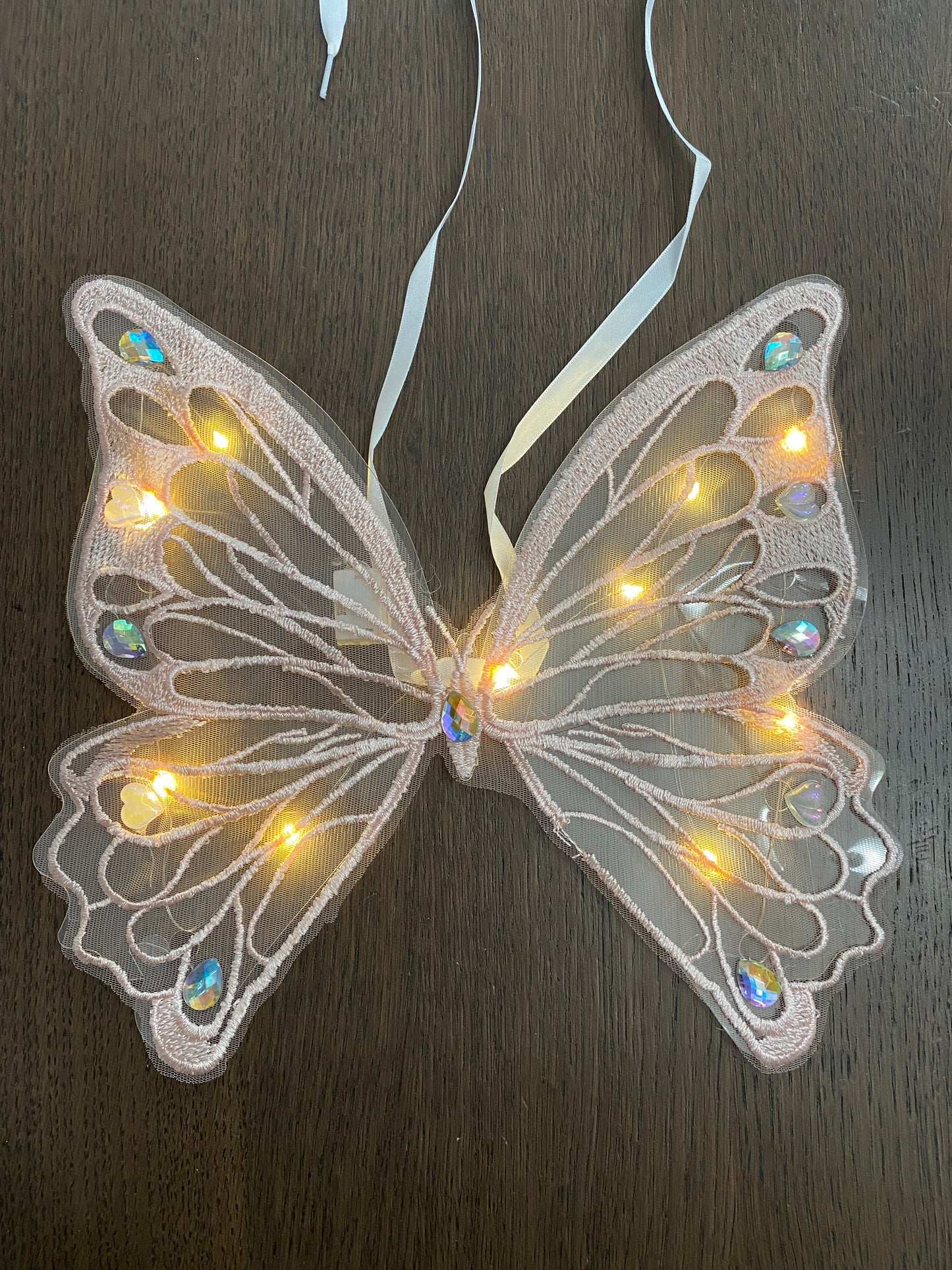 Pink Lace Butterfly Wings with LED Lights