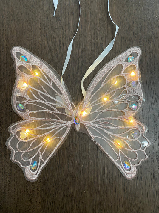 Pink Lace Butterfly Wings with LED Lights