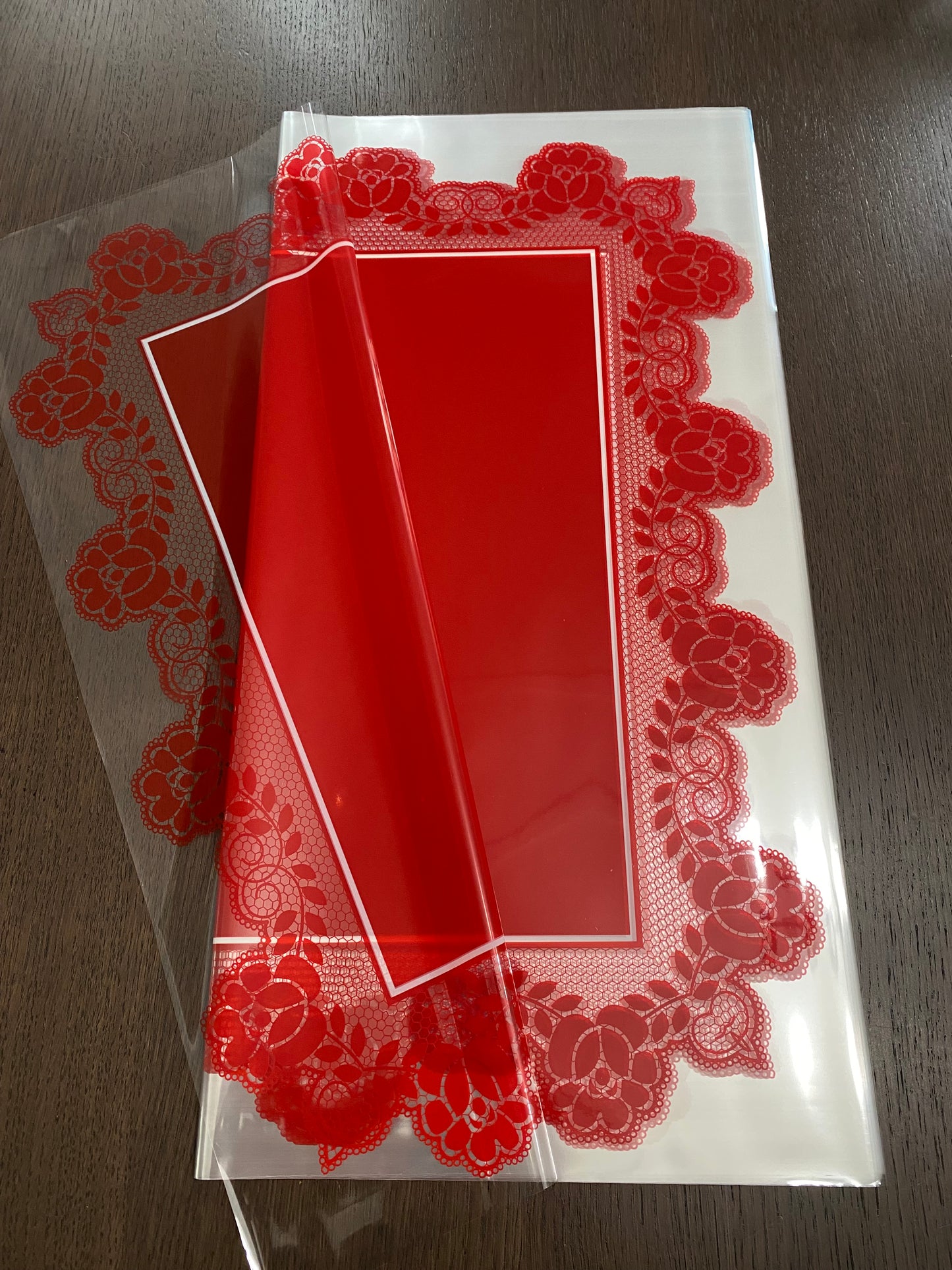 Red Rose Lace Print Wrapping Paper