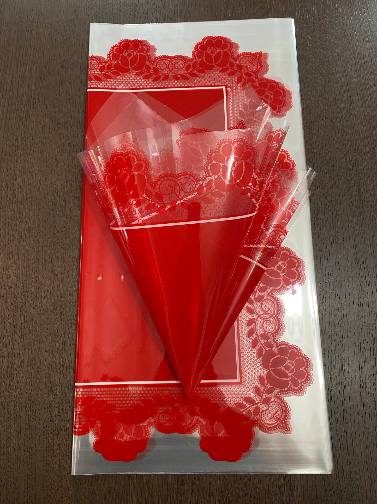Red Rose Lace Print Wrapping Paper