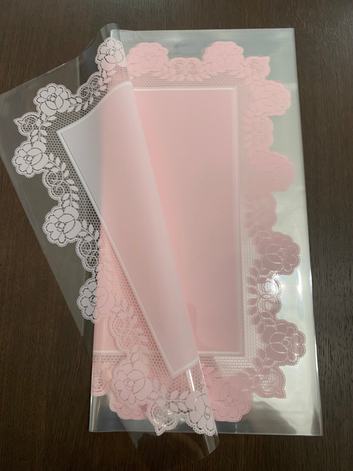 Pink Rose Lace Print Wrapping Paper
