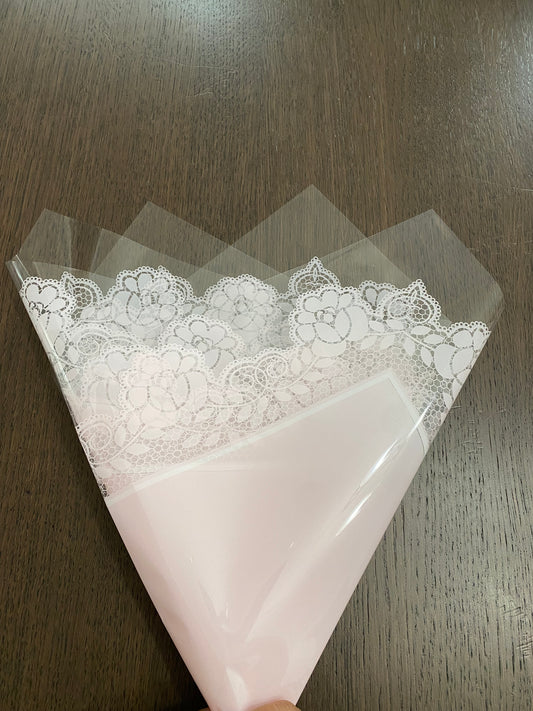 Pink Rose Lace Print Wrapping Paper