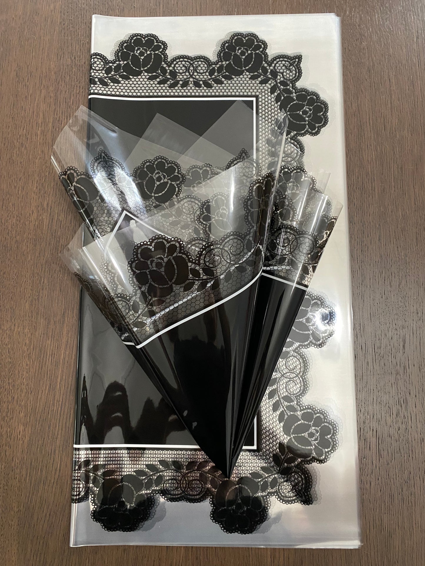 Black Rose Lace Print Wrapping Paper