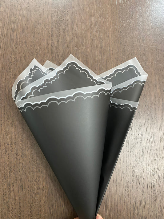 Black Lace Flower Wrapping Paper #02