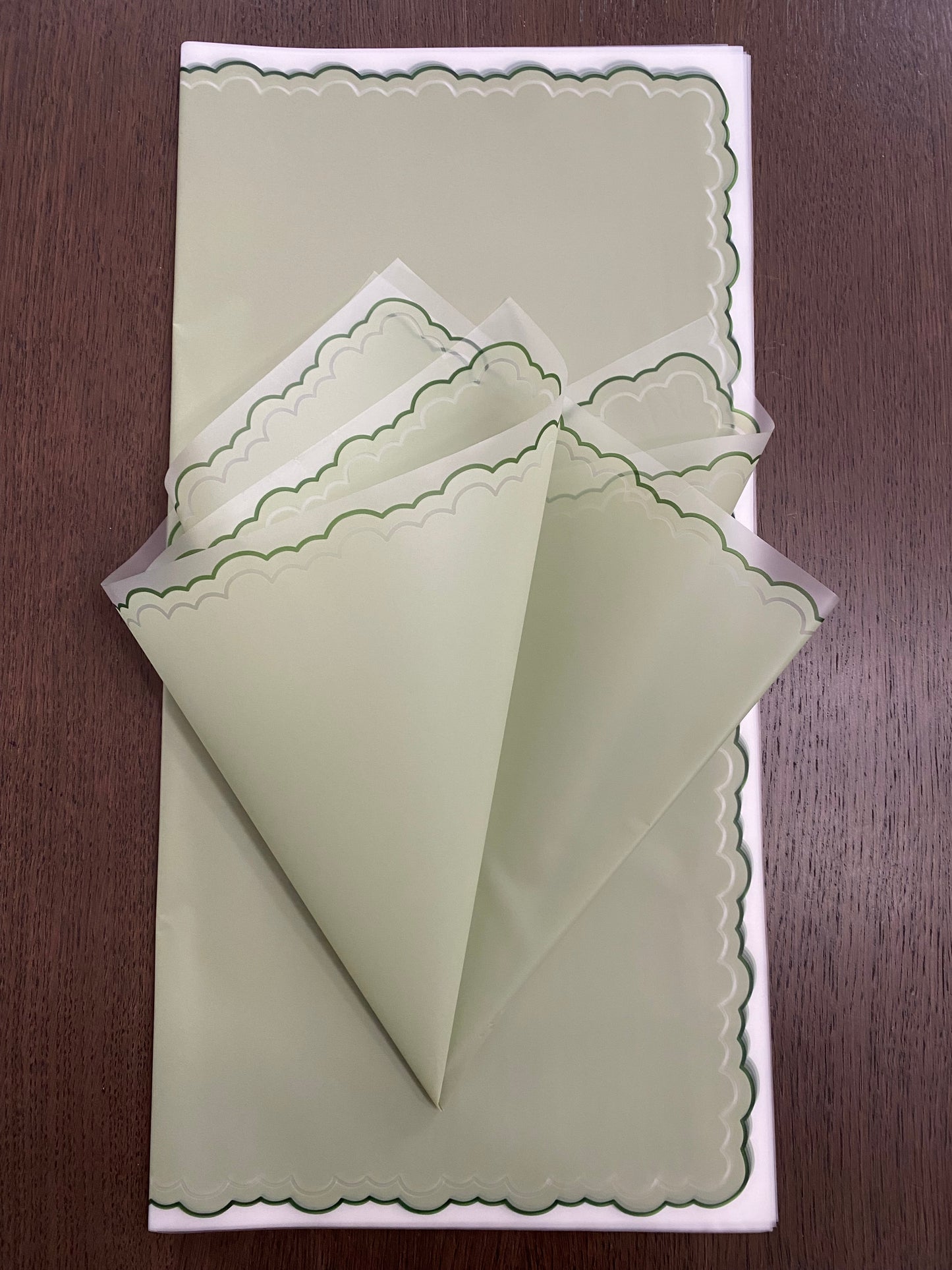 Basil Green Lace Flower Wrapping Paper#09