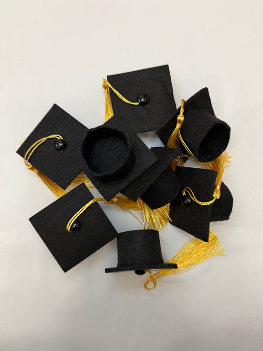 3 pc Pack Mini Felt Graduation Cap