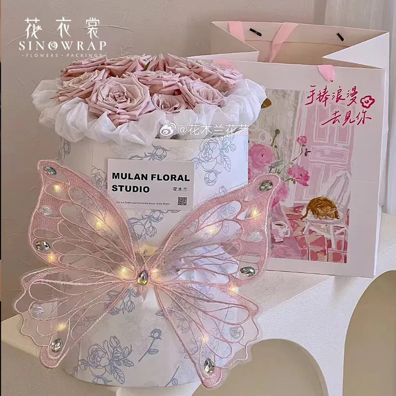 Pink Lace Butterfly Wings with LED Lights